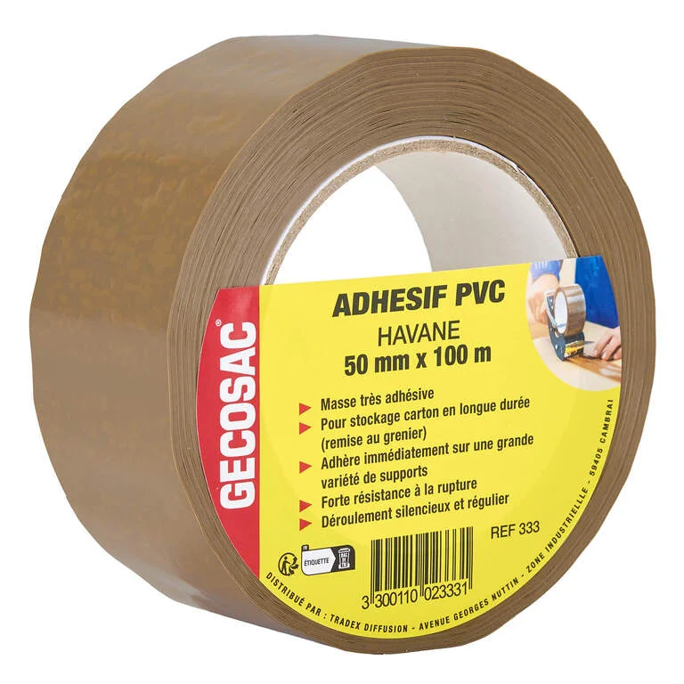 Adhésif d'emballage PVC havane